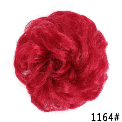New Girl's Synthetic Chignon Red Pink Purple Blue Green Curly Messy Bun Kids Donut Roller Hair Bun Heat Resistant Fake Hair Wigs For Black Women Cosplay Wigs For Women