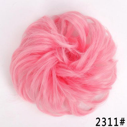 New Girl's Synthetic Chignon Red Pink Purple Blue Green Curly Messy Bun Kids Donut Roller Hair Bun Heat Resistant Fake Hair Wigs For Black Women Cosplay Wigs For Women