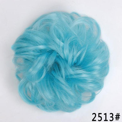 New Girl's Synthetic Chignon Red Pink Purple Blue Green Curly Messy Bun Kids Donut Roller Hair Bun Heat Resistant Fake Hair Wigs For Black Women Cosplay Wigs For Women