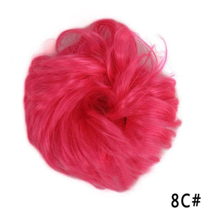 New Girl's Synthetic Chignon Red Pink Purple Blue Green Curly Messy Bun Kids Donut Roller Hair Bun Heat Resistant Fake Hair Wigs For Black Women Cosplay Wigs For Women