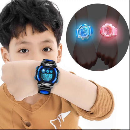 New Girls Boys Watch Waterproof 50M Electronic Watches Luminous Dial Fashion Sports Waterproof Casual Electronic Analog Quartz 7 Colorful Led Watches With Alarm Stopwatch Silicone Band Luminous Wristatches