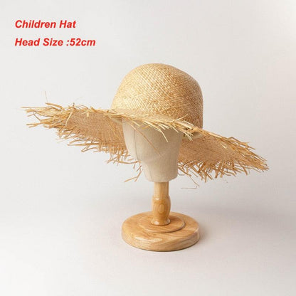 New Handmade Women Straw Sun Hats Large Wide Flat Top Wide Hat Beach Hat Lady Holiday Sun Protection Hat Girls Quality Natural Outdoor Sun Caps For Holiday Vintage Design Hat