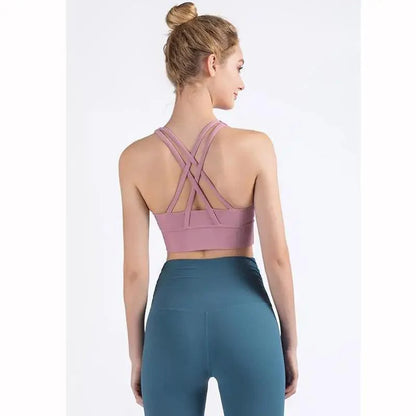 New High Quality Fabric Nylon Breathable Women Yoga Tops Bra Solid Color And Sports Wear Outdoor Exercise Clothes For Ladies