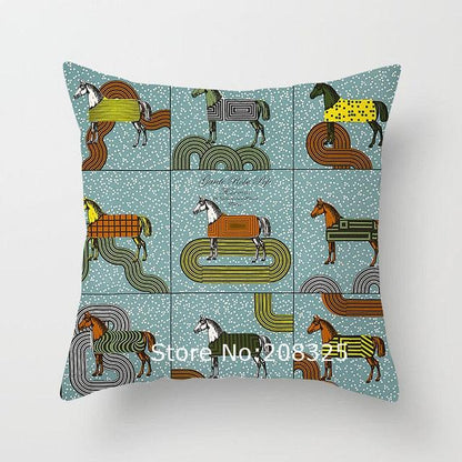 New Horse Cushion Cover Short Plus Luxury Horse Cotton Linen Decorative Pillowcase Cushion Decorative Pillows  Covers for Home Sofa Couch Car Bedrooms 45x45cm