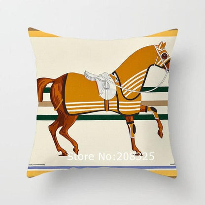 New Horse Cushion Cover Short Plus Luxury Horse Cotton Linen Decorative Pillowcase Cushion Decorative Pillows  Covers for Home Sofa Couch Car Bedrooms 45x45cm