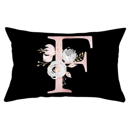 New Light Letter Flower Pillow Covers Alphabet Decorative Pillow Cases ABC Letter Flowers Cushion Covers Black Plush Pillow Case Super Soft Living Room Decorative Cushion Cover Elegant Soft Design 30x50cm