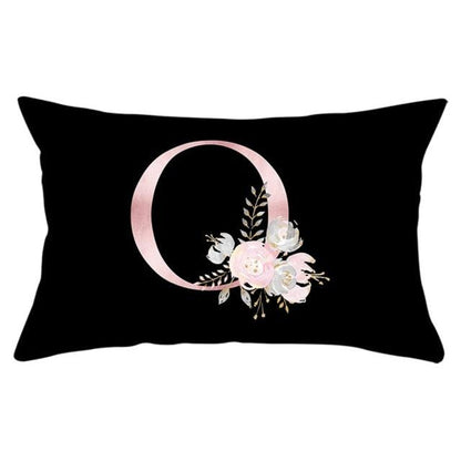 New Light Letter Flower Pillow Covers Alphabet Decorative Pillow Cases ABC Letter Flowers Cushion Covers Black Plush Pillow Case Super Soft Living Room Decorative Cushion Cover Elegant Soft Design 30x50cm