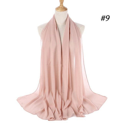 New Long Solid Colorful Soft Chiffon Hijab Elegant Scarf Wrap Lightweight Islamic Head Wear Escharpe Shawls Headband Stole Muslim Hijabs Wrap Headscarf Scarves Colors For Women