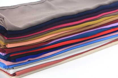 New Long Solid Colorful Soft Chiffon Hijab Elegant Scarf Wrap Lightweight Islamic Head Wear Escharpe Shawls Headband Stole Muslim Hijabs Wrap Headscarf Scarves Colors For Women