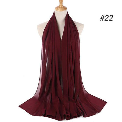 New Long Solid Colorful Soft Chiffon Hijab Elegant Scarf Wrap Lightweight Islamic Head Wear Escharpe Shawls Headband Stole Muslim Hijabs Wrap Headscarf Scarves Colors For Women