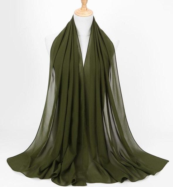 New Long Solid Colorful Soft Chiffon Hijab Elegant Scarf Wrap Lightweight Islamic Head Wear Escharpe Shawls Headband Stole Muslim Hijabs Wrap Headscarf Scarves Colors For Women