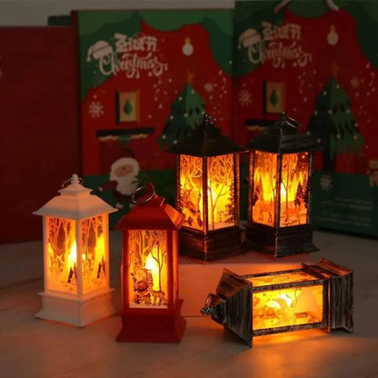 New Luxurious Christmas Ornament LED Lamp Desktop Hanging Santa Claus Elk Lantern Xmas Home Party Decoration Prop Lights Kids Gift