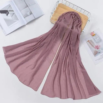 New Luxurious Gold Chiffon Head Scarf Solid Soft Long Muslim Scarves For Women Hijab Musulman Female Shawl and Wrap