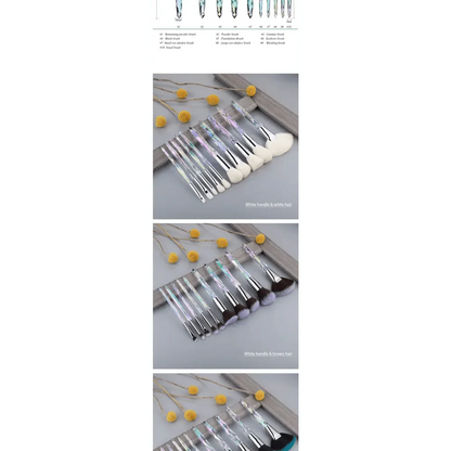 New Luxury Cosmic Color New Luxury Crystal Makeup Brushes Powder Foundation Eyeshadow Eyebrow Cosmetics for Face Fan Make Up Brush Set