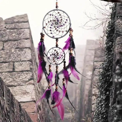 New Luxury Original Silver Gray Dream Catcher 2 Ring Feather Hanging Art Gifts To Bestie Friends Creative Valentine's Day Gifts