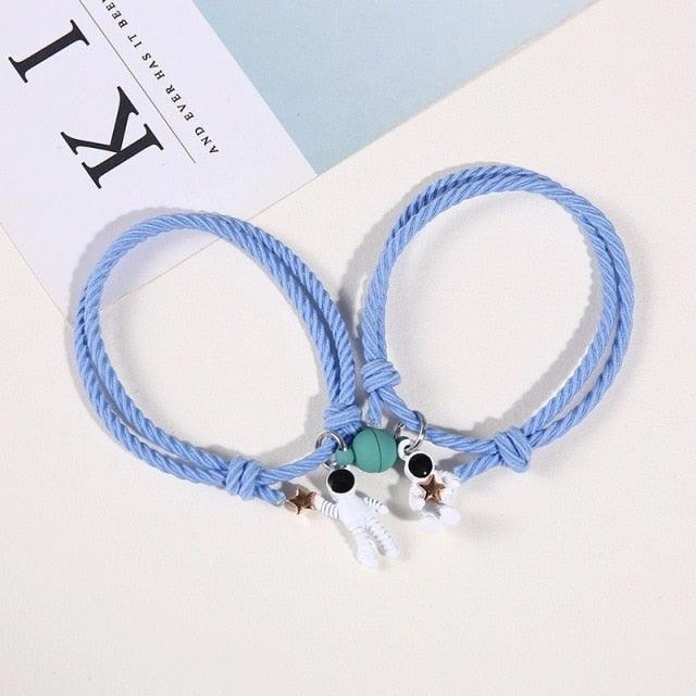 New Magnet Couple Bracelet Star Astronaut Paired Bracelet Attractive Fashion Star Magnetic Bracelets For Couples Jewelry Gifts Set For Couple Bestfriend Girlfriend Boyfriend Women Men