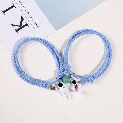 New Magnet Couple Bracelet Star Astronaut Paired Bracelet Attractive Fashion Star Magnetic Bracelets For Couples Jewelry Gifts Set For Couple Bestfriend Girlfriend Boyfriend Women Men