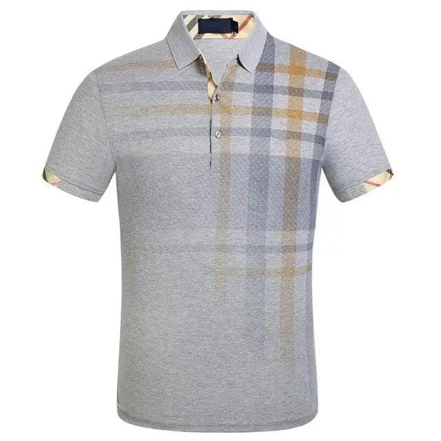 New Men's Polo Shirt Men Soft Cotton Short Sleeve Shirt Nice Plus Size Modern Polo Shirt for Men Short Sleeve Slim Fit Summer Thin Shirt Men Polo Shirt Plaid Clothing