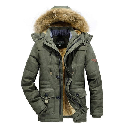 New Men's Thick Warm Waterproof Jacket Hooded Men Outdoor Jacket Men's Thick Casual Hooded Solid Color Outdoor Jacket Winter Cotton Jacket Men's Jacket With Multi-Pockets