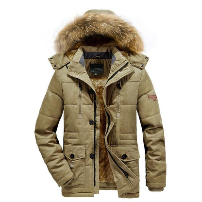 New Men's Thick Warm Waterproof Jacket Hooded Men Outdoor Jacket Men's Thick Casual Hooded Solid Color Outdoor Jacket Winter Cotton Jacket Men's Jacket With Multi-Pockets