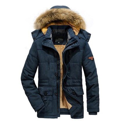New Men's Thick Warm Waterproof Jacket Hooded Men Outdoor Jacket Men's Thick Casual Hooded Solid Color Outdoor Jacket Winter Cotton Jacket Men's Jacket With Multi-Pockets
