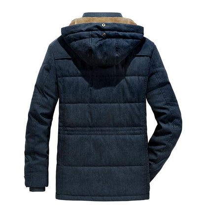 New Men's Thick Warm Waterproof Jacket Hooded Men Outdoor Jacket Men's Thick Casual Hooded Solid Color Outdoor Jacket Winter Cotton Jacket Men's Jacket With Multi-Pockets
