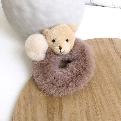 New Mink Fur Hair Rope Scrunchie Women Accessory Flurry Headband Hair Ties Elastic Fashion Hair Ring Women's Wristband Scrunchie Hairband Pom Pom Hair Tie Ring