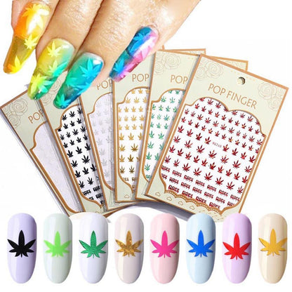 New Mixed Acrylic Stickers Manicure Decoration Weed Leaf Designs Nail Accessories Nail Art Decals Water Transfer Nail Decals Sticker For Pretty Girl Self-Adhesive Nail Decals Designer Nail Stickers for Acrylic