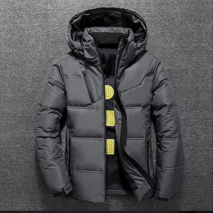 New Modern Red Jacket With Hood Men Winter Warm Solid Color Hooded Unique Design Jackets Elegant Men's Warm Winter Jacket Winter Outdoor Coat Comfortable Jacket