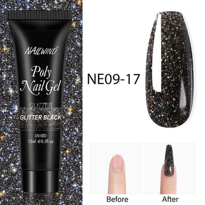 New Poly Nail Polish Gel Extension Glitter Gel Nails Manicure Design UV Reflective Diamond Shine