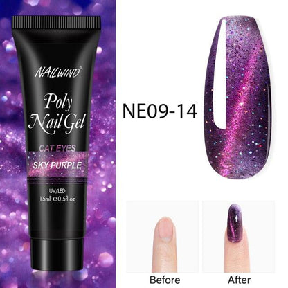 New Poly Nail Polish Gel Extension Glitter Gel Nails Manicure Design UV Reflective Diamond Shine