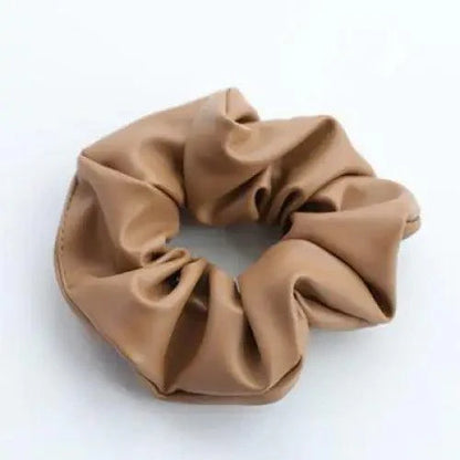 New Red PU Leather Hair Tie Autumn Large Girls Winter Comfortable Ponytail Hair Bands Strong Elastic Grip Women Hair Accessories