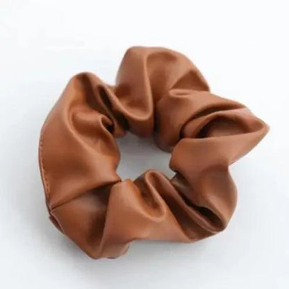 New Red PU Leather Hair Tie Autumn Large Girls Winter Comfortable Ponytail Hair Bands Strong Elastic Grip Women Hair Accessories