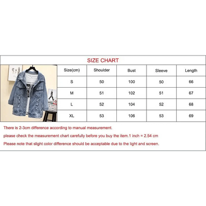 New Sizzling Women's Denim Jacket Fashionable Streetwear Letter Stylish Chic Printed Ripped Holes Jean Patchwork Jeans Female Coat