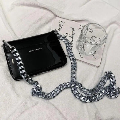 New Sparkling Thick Metal Chain Shoulder Bag Bike Wallet, Mini Bag, Coin Purse. Fashionable Women Pack Leather Crossbody Bags