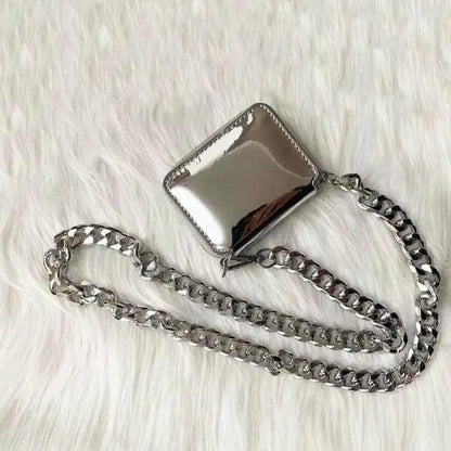 New Sparkling Thick Metal Chain Shoulder Bag Bike Wallet, Mini Bag, Coin Purse. Fashionable Women Pack Leather Crossbody Bags