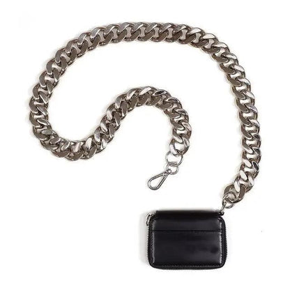 New Sparkling Thick Metal Chain Shoulder Bag Bike Wallet, Mini Bag, Coin Purse. Fashionable Women Pack Leather Crossbody Bags