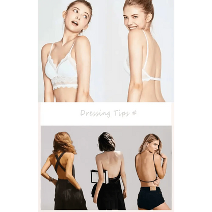 New Splendid French Style Lingerie Soft Bralette Deep V Lace Wireless Triangular Padded Cups Backless Bra