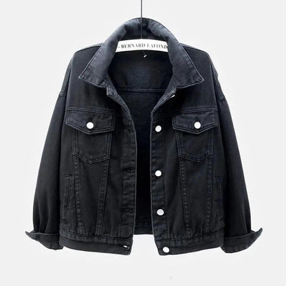 New Stunning Women's Plus Size Denim Jacket Spring Autumn Short Coat Pink Jean Jackets Casual Tops Purple Yellow White Loose Outerwear