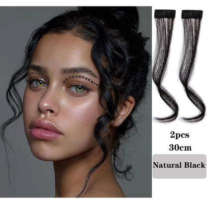 Hair Bangs Clip In Front Side Bangs Synthetic Fake Fringe Hair Extensions For Women Natural Hairpiece Natural Flat Neat Bangs With Temples For Women One Piece Hairpiece