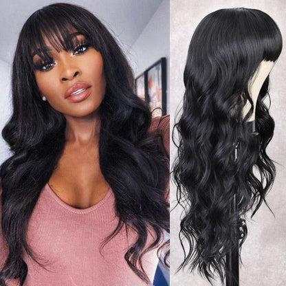 Long Body Wave Black Wig Synthetic Wigs for Black Women Middle Part Brown Red Pink Purple Cosplay Hair Wigs For Black Women Cosplay Wigs For Women