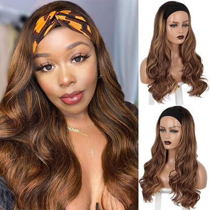 Long Body Wave Black Wig Synthetic Wigs for Black Women Middle Part Brown Red Pink Purple Cosplay Hair Wigs For Black Women Cosplay Wigs For Women