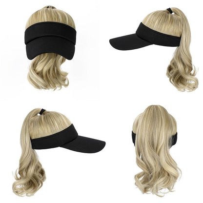 Ponytail Extension Cap hair Synthetic Wig Curly Wavy Wigs with Visor Hat hair Wigs for Women Hat Baseball Wigs For Black Women Cosplay Wigs For Women