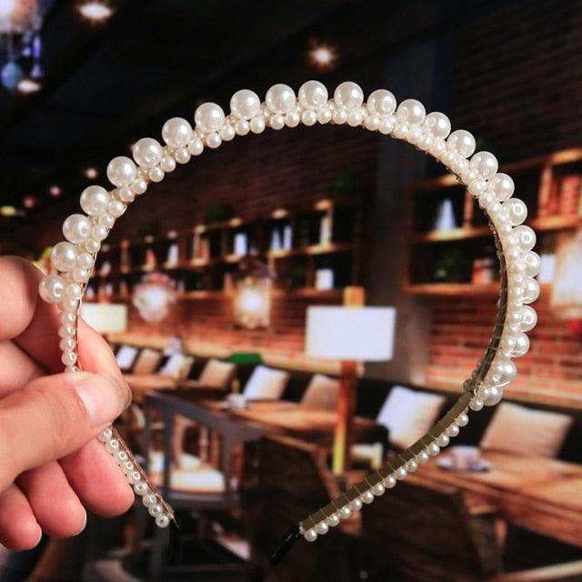 Simulation Pearl Hairbands Women Hair Accessories Korean Handmade Bow Flower Hoops Headband Wedding Ornaments Gorgeous Hair Accessories For Women