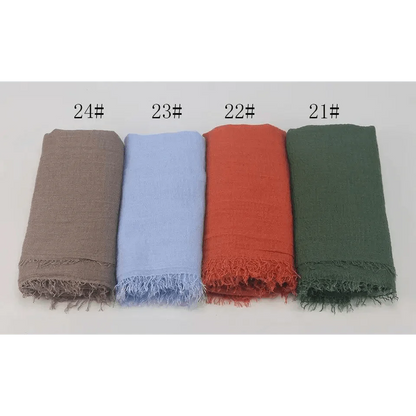 New Stylish Plain Scarf Women Muslim Crinkle Hijab Scarf Female Musulman Soft Cotton Headscarf Islamic Hijab Shawls And Wraps