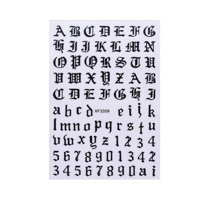 New Super Thin Self-Adhesive  Letter 3d Nail Decal Stickers Manicure Nail Art Decoration Accessories Holographic Old English Character Nail Self-Adhesive Sticker English Font Design Manicure Design Water Sliders Decorations Accessories