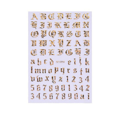 New Super Thin Self-Adhesive  Letter 3d Nail Decal Stickers Manicure Nail Art Decoration Accessories Holographic Old English Character Nail Self-Adhesive Sticker English Font Design Manicure Design Water Sliders Decorations Accessories