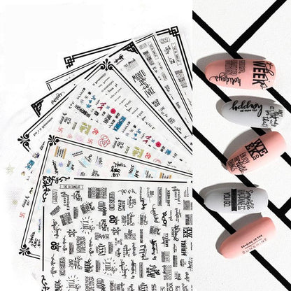 New Super Thin Self-Adhesive  Letter 3d Nail Decal Stickers Manicure Nail Art Decoration Accessories Holographic Old English Character Nail Self-Adhesive Sticker English Font Design Manicure Design Water Sliders Decorations Accessories