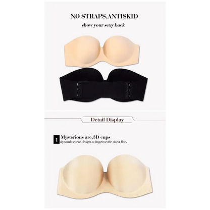 New Trendy Invisible Bras Bralette Underwear Women's Push Up Strapless Bra Wedding Brassiere Underwired Back 1/2 Cup