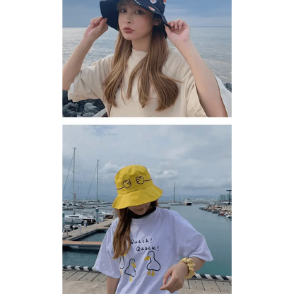 New Trendy Summer Bucket Hats For Women Men's Panama Hat Double-sided Panama Sun Fishing Hat Fisherman Cap for Boys/Girls